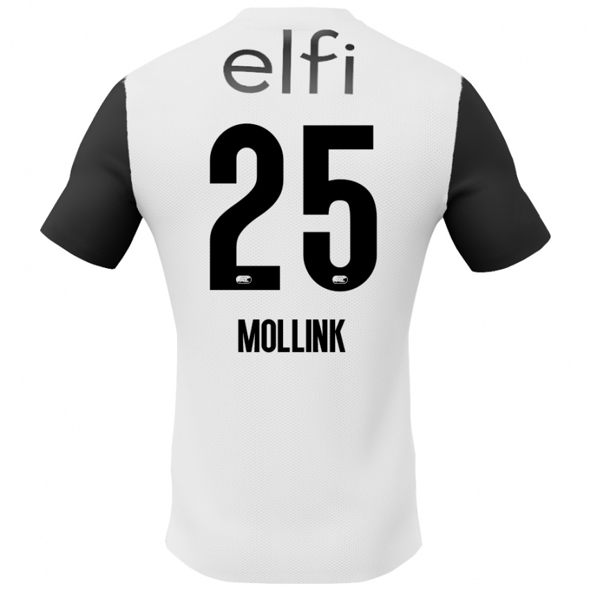 Børn Yaël Mollink #25 Hvid Sort Udebane Spillertrøjer 2024/25 Trøje T-Shirt