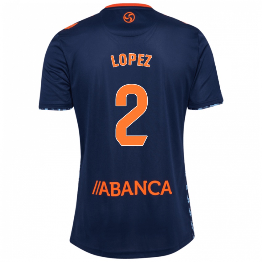 Børn Iván López #2 Marineblå Udebane Spillertrøjer 2024/25 Trøje T-Shirt