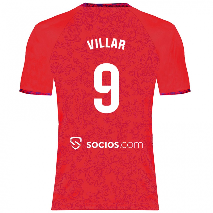 Børn Iker Villar #9 Rød Udebane Spillertrøjer 2024/25 Trøje T-Shirt