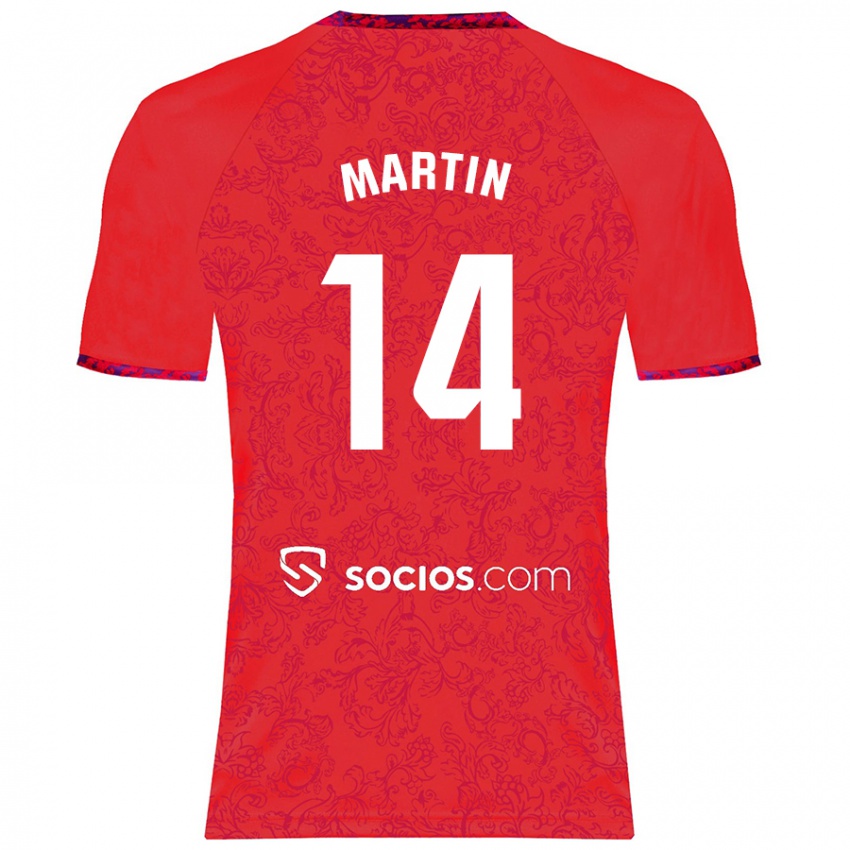 Børn Nazareth Martín #14 Rød Udebane Spillertrøjer 2024/25 Trøje T-Shirt