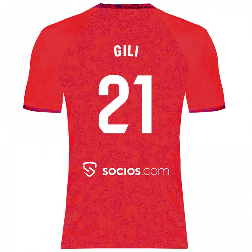 Børn Gemma Gili #21 Rød Udebane Spillertrøjer 2024/25 Trøje T-Shirt