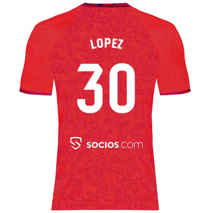 Børn Alba López #30 Rød Udebane Spillertrøjer 2024/25 Trøje T-Shirt