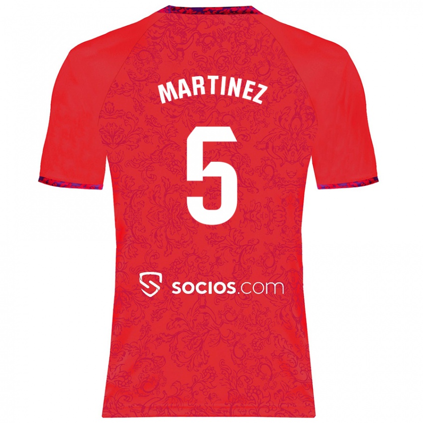 Børn Sergio Martínez #5 Rød Udebane Spillertrøjer 2024/25 Trøje T-Shirt