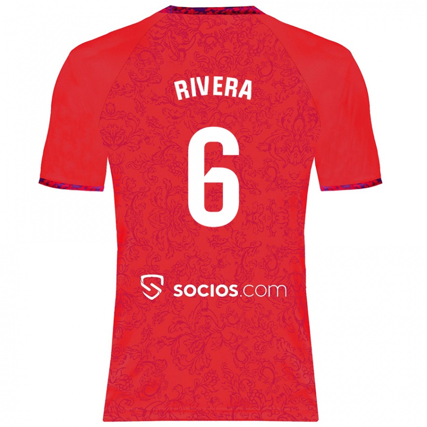 Børn Pablo Rivera #6 Rød Udebane Spillertrøjer 2024/25 Trøje T-Shirt