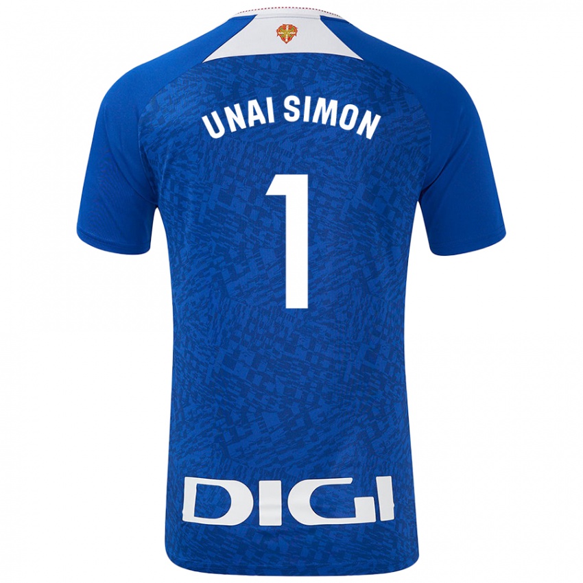 Børn Unai Simón #1 Kongeblå Udebane Spillertrøjer 2024/25 Trøje T-Shirt