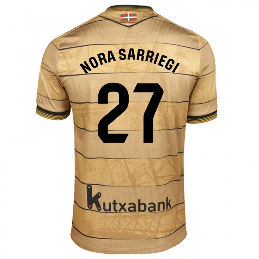 Børn Nora Sarriegi Galdos #27 Brun Udebane Spillertrøjer 2024/25 Trøje T-Shirt