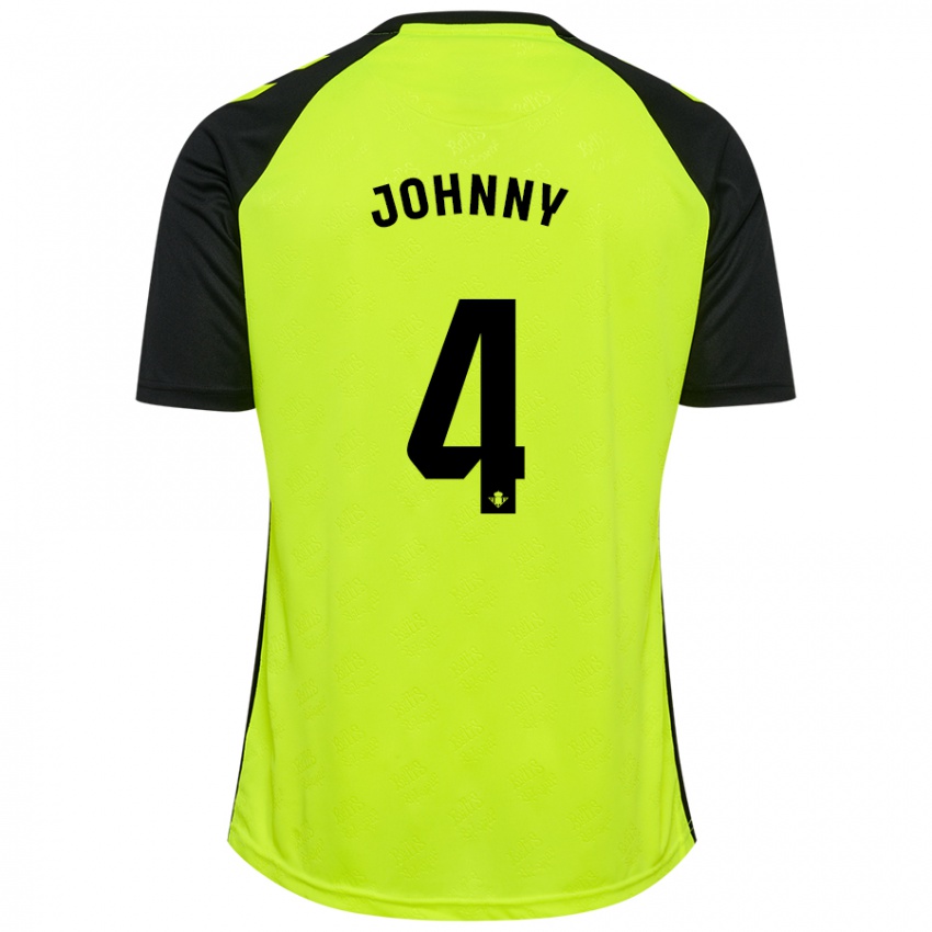 Børn Johnny Cardoso #4 Fluorescerende Gul Sort Udebane Spillertrøjer 2024/25 Trøje T-Shirt