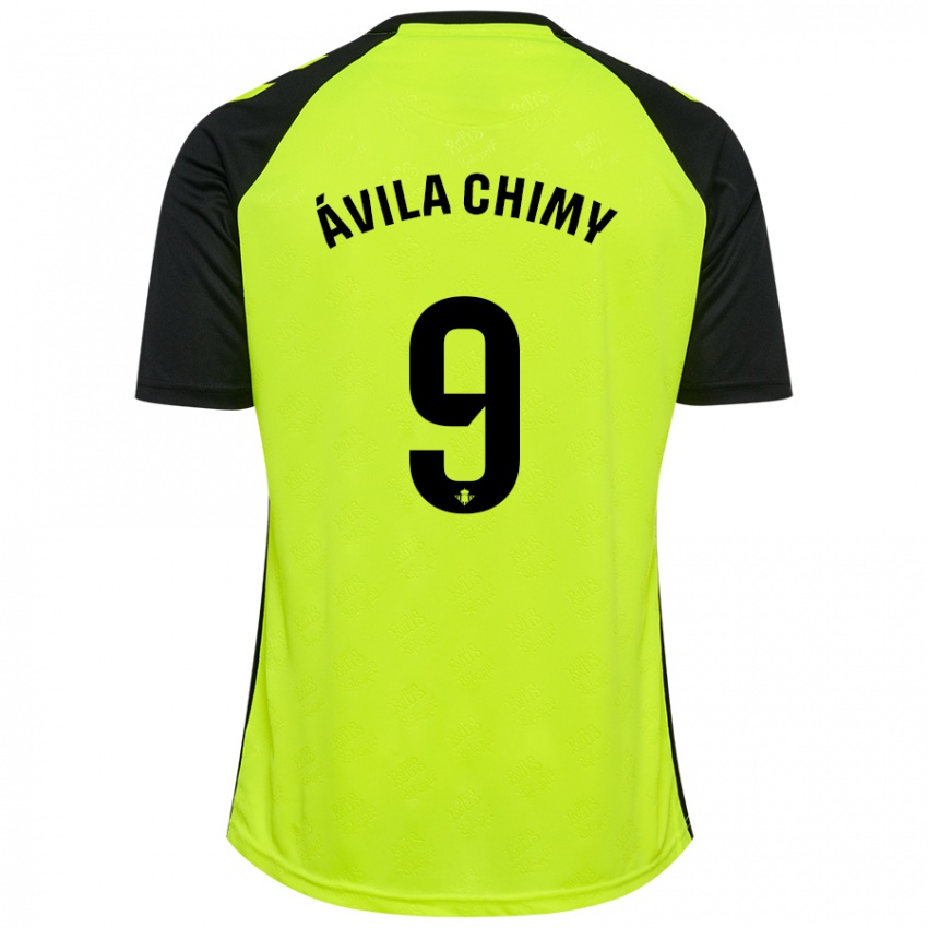 Børn Chimy Ávila #9 Fluorescerende Gul Sort Udebane Spillertrøjer 2024/25 Trøje T-Shirt