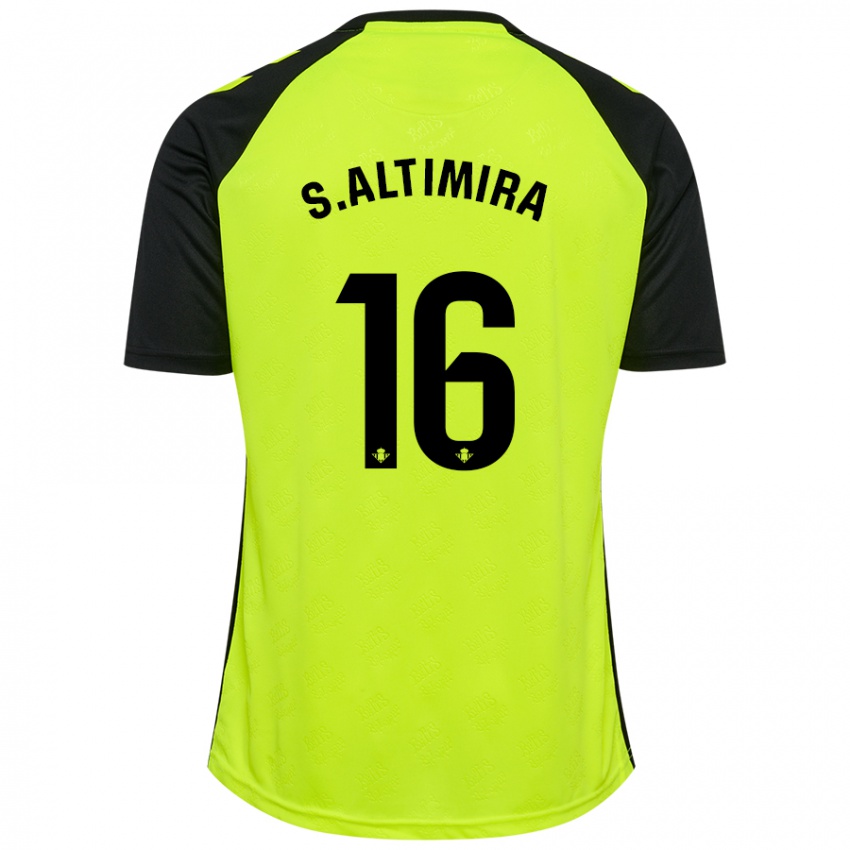 Børn Sergi Altimira #16 Fluorescerende Gul Sort Udebane Spillertrøjer 2024/25 Trøje T-Shirt