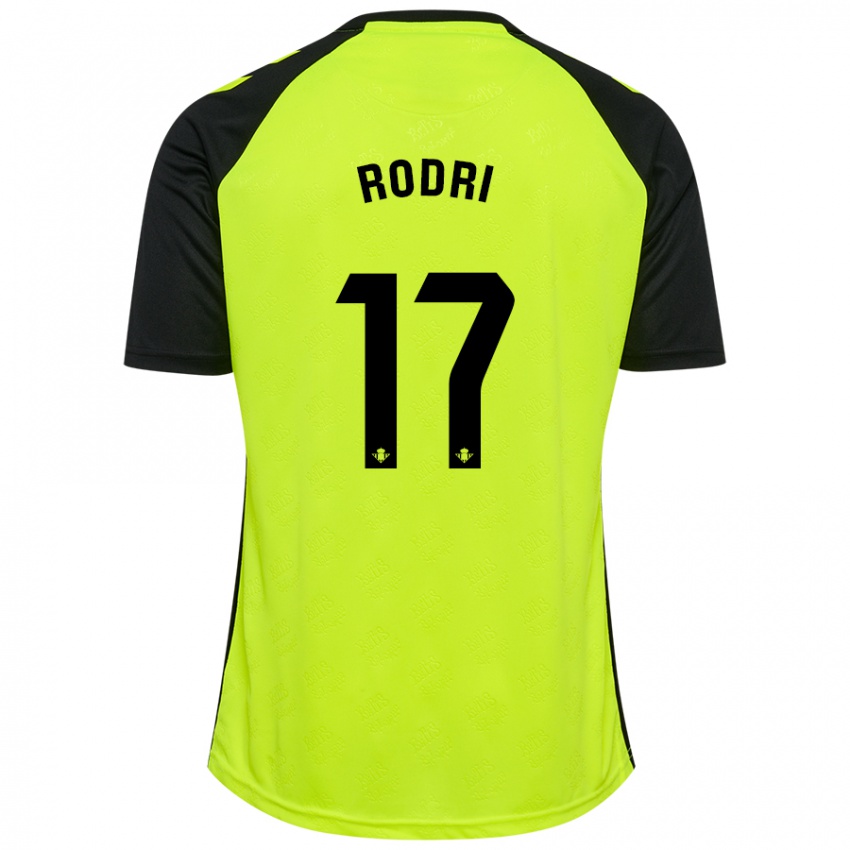 Børn Rodri Sánchez #17 Fluorescerende Gul Sort Udebane Spillertrøjer 2024/25 Trøje T-Shirt