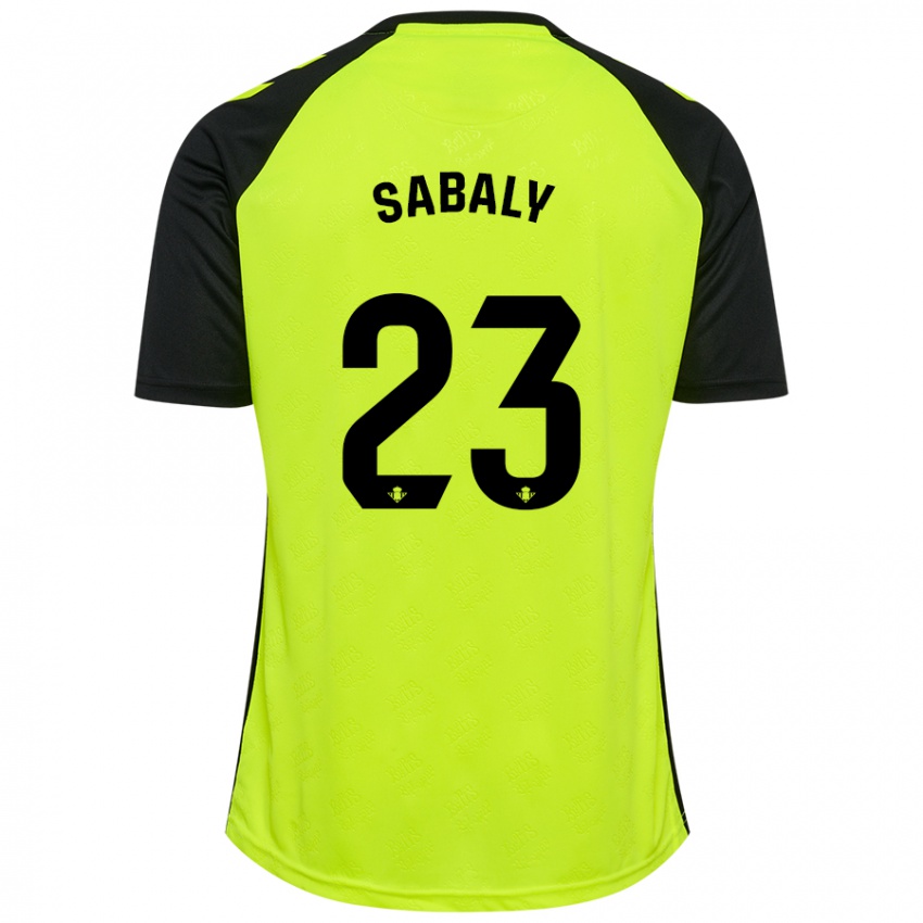 Børn Youssouf Sabaly #23 Fluorescerende Gul Sort Udebane Spillertrøjer 2024/25 Trøje T-Shirt