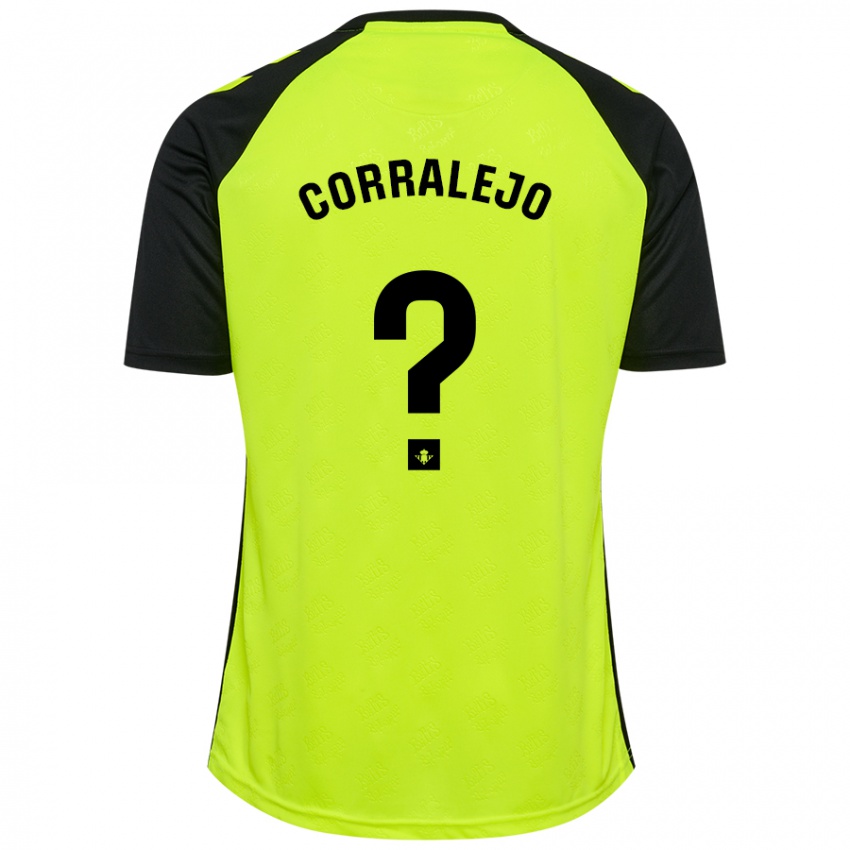 Børn Iván Corralejo #0 Fluorescerende Gul Sort Udebane Spillertrøjer 2024/25 Trøje T-Shirt