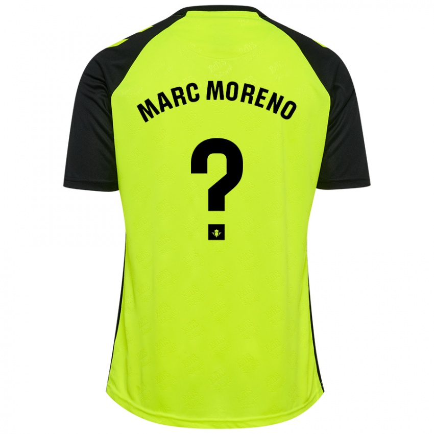 Børn Marc Moreno #0 Fluorescerende Gul Sort Udebane Spillertrøjer 2024/25 Trøje T-Shirt