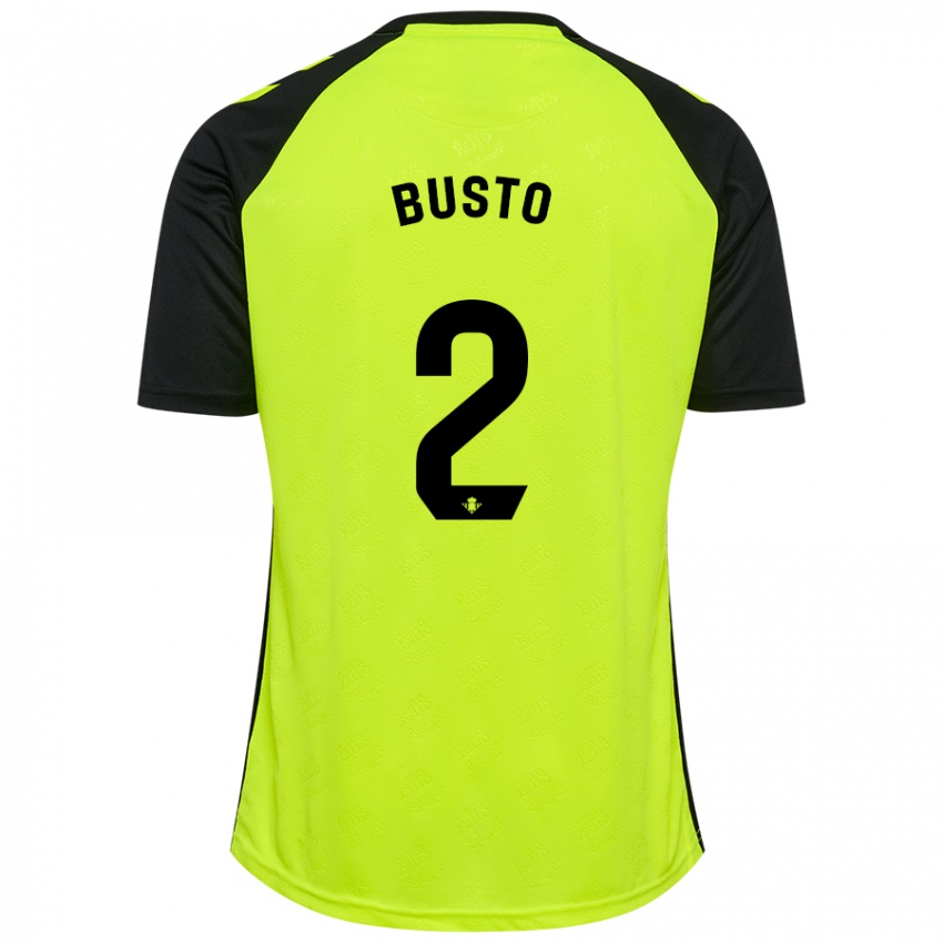 Børn Pablo Busto #2 Fluorescerende Gul Sort Udebane Spillertrøjer 2024/25 Trøje T-Shirt