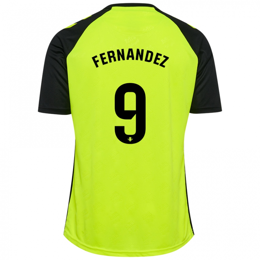 Børn Marcos Fernández #9 Fluorescerende Gul Sort Udebane Spillertrøjer 2024/25 Trøje T-Shirt