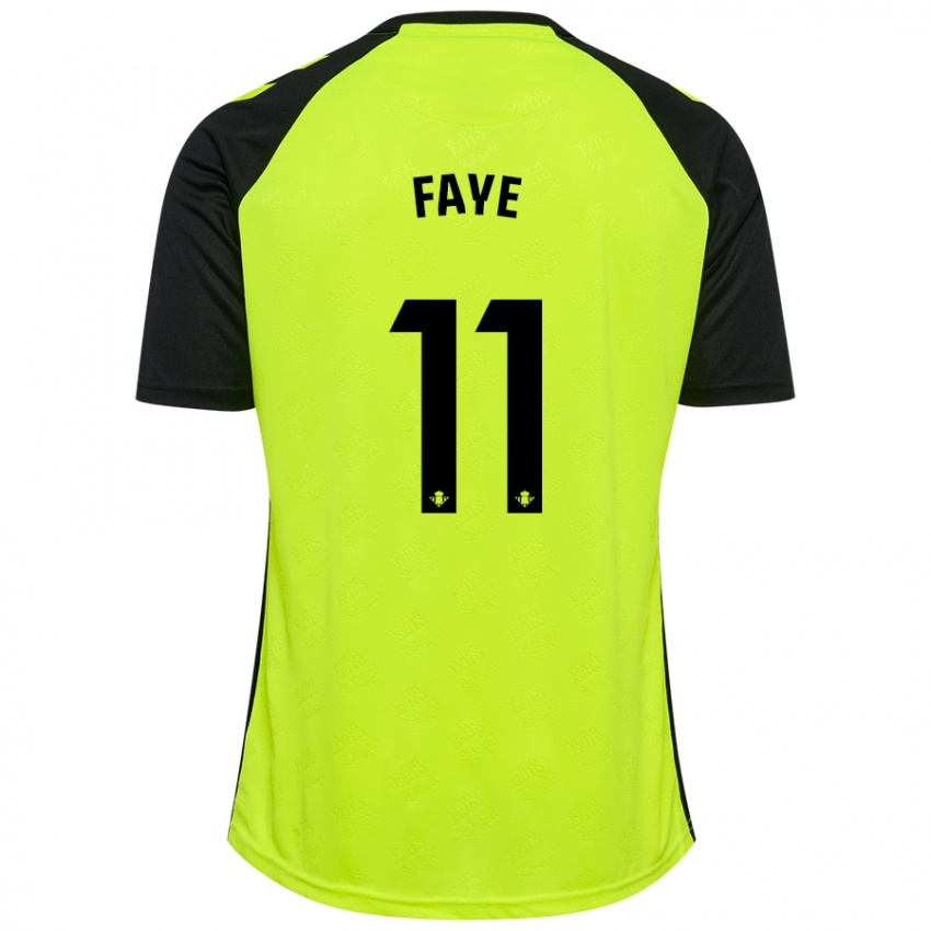 Børn Souleymane Faye #11 Fluorescerende Gul Sort Udebane Spillertrøjer 2024/25 Trøje T-Shirt