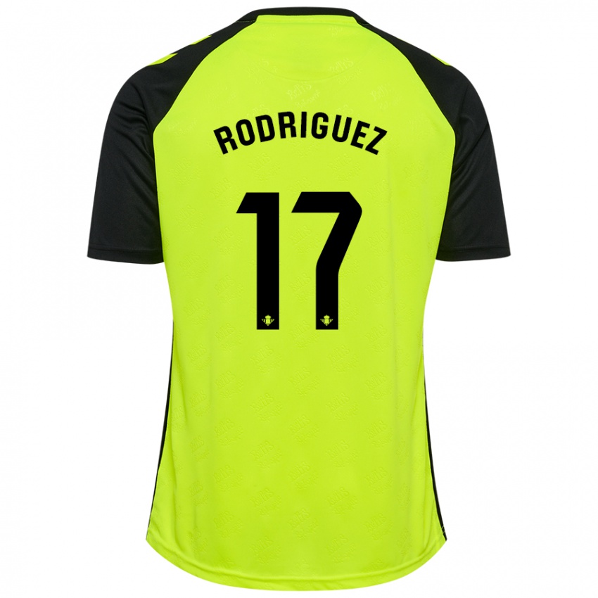 Børn Jesús Rodriguez #17 Fluorescerende Gul Sort Udebane Spillertrøjer 2024/25 Trøje T-Shirt