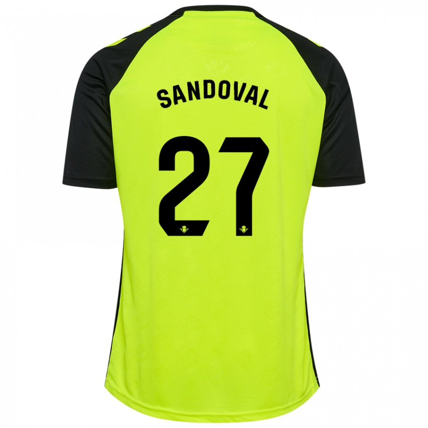 Børn Keimer Sandoval #27 Fluorescerende Gul Sort Udebane Spillertrøjer 2024/25 Trøje T-Shirt