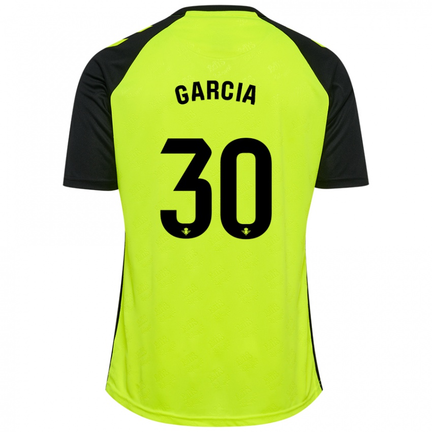 Børn Germán García #30 Fluorescerende Gul Sort Udebane Spillertrøjer 2024/25 Trøje T-Shirt