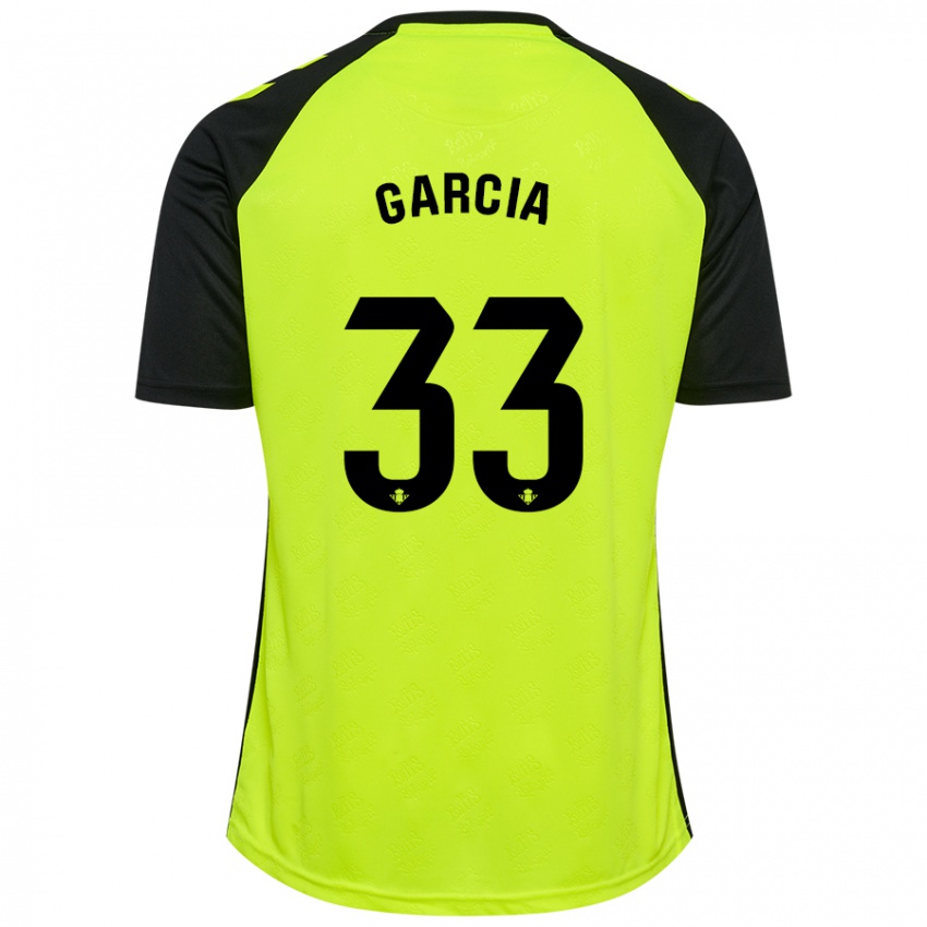 Børn Pablo García #33 Fluorescerende Gul Sort Udebane Spillertrøjer 2024/25 Trøje T-Shirt