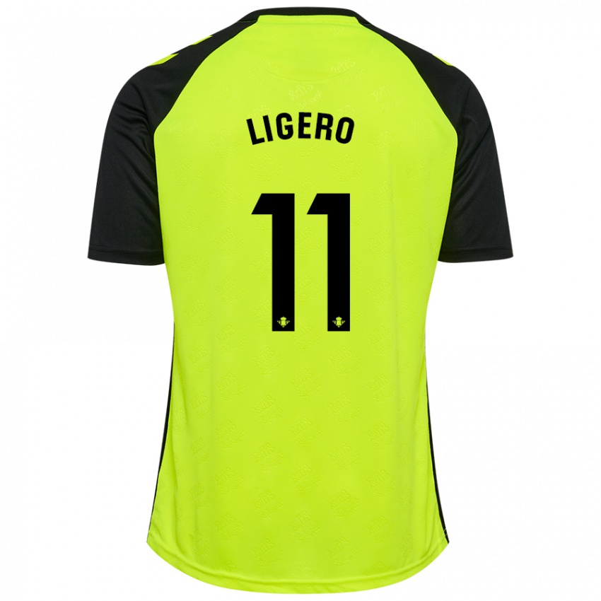 Børn Nuria Ligero #11 Fluorescerende Gul Sort Udebane Spillertrøjer 2024/25 Trøje T-Shirt