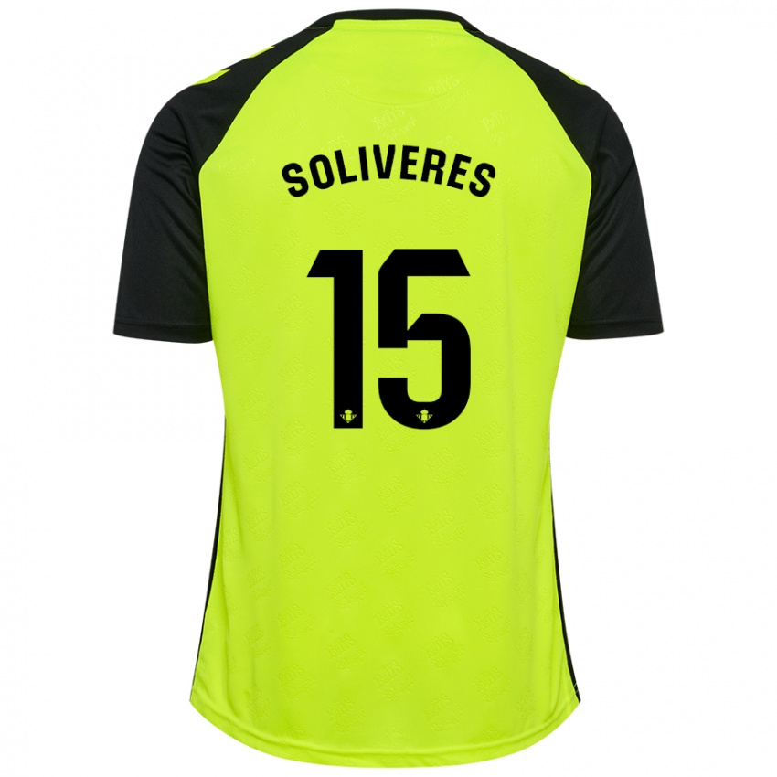 Børn Gema Soliveres #15 Fluorescerende Gul Sort Udebane Spillertrøjer 2024/25 Trøje T-Shirt