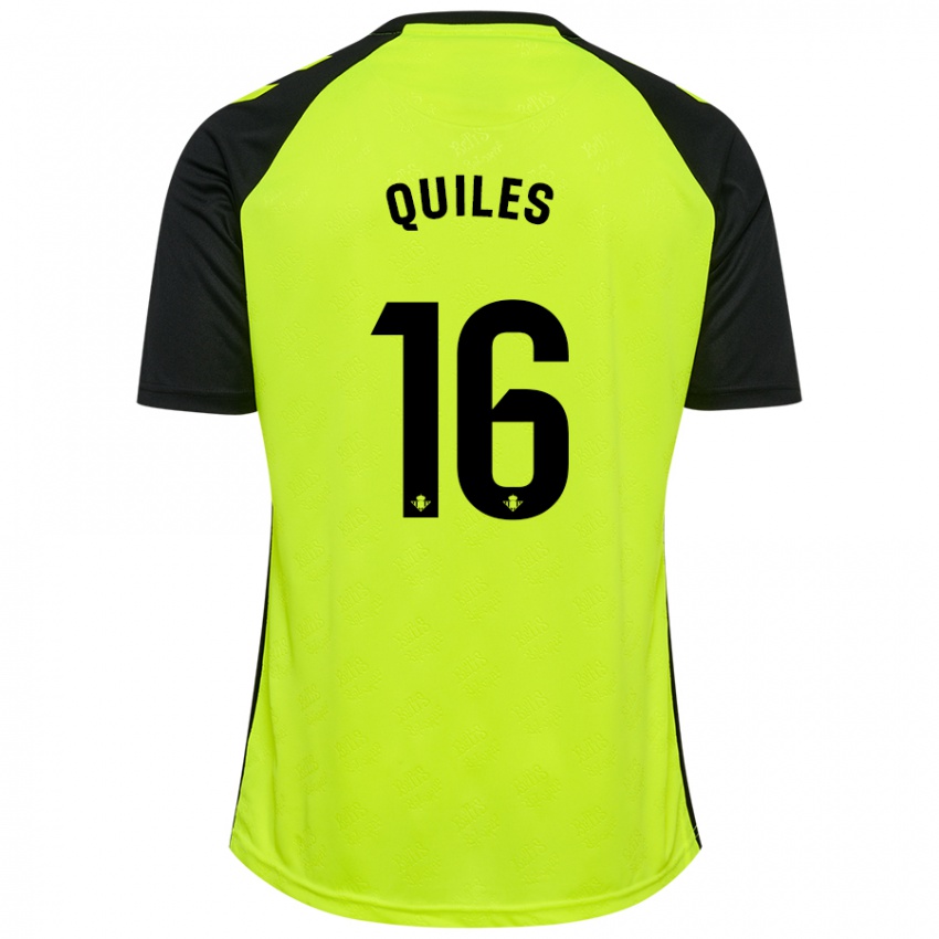 Børn Violeta García Quiles #16 Fluorescerende Gul Sort Udebane Spillertrøjer 2024/25 Trøje T-Shirt