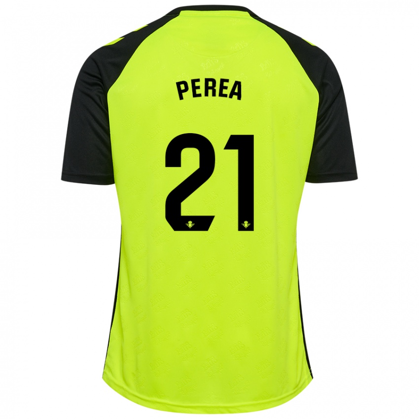 Børn Paula Perea #21 Fluorescerende Gul Sort Udebane Spillertrøjer 2024/25 Trøje T-Shirt