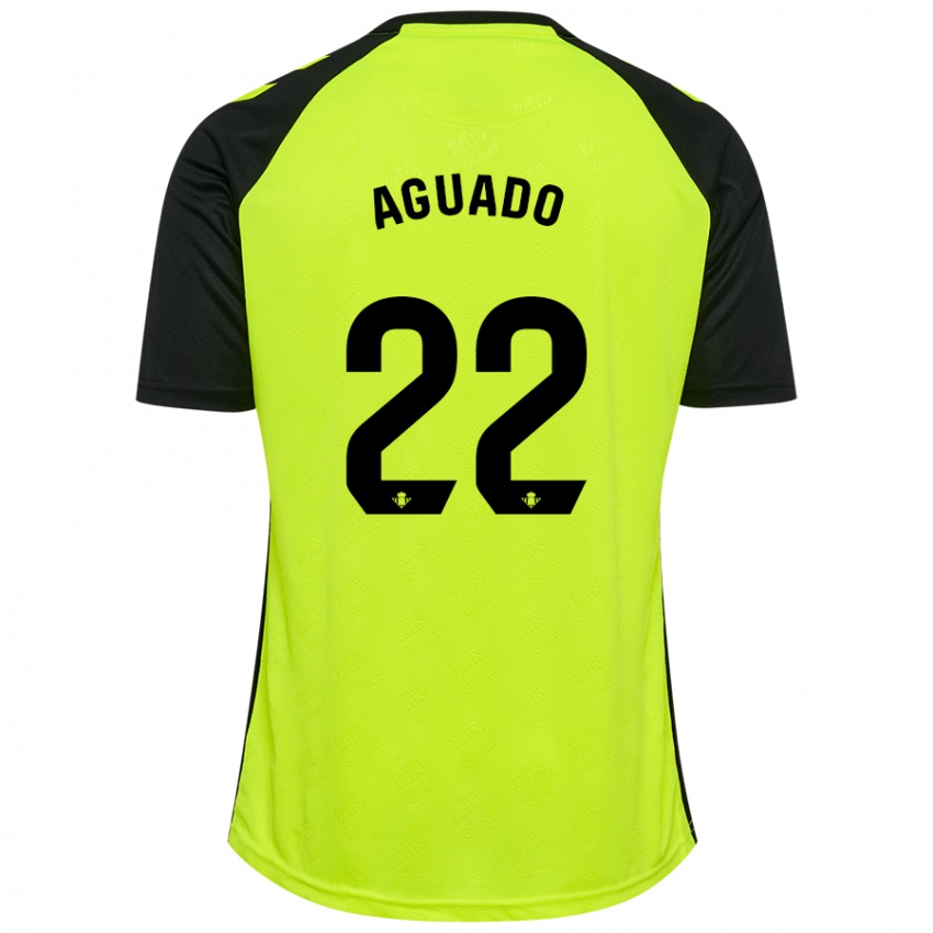 Børn Julia Aguado Fernández #22 Fluorescerende Gul Sort Udebane Spillertrøjer 2024/25 Trøje T-Shirt