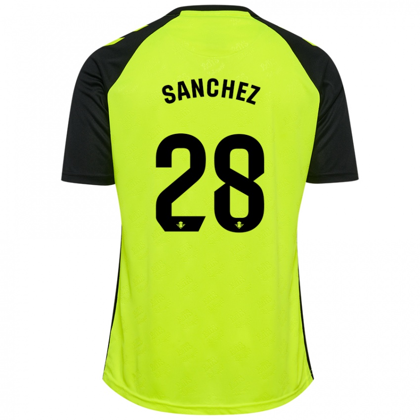 Børn Marina Sánchez #28 Fluorescerende Gul Sort Udebane Spillertrøjer 2024/25 Trøje T-Shirt