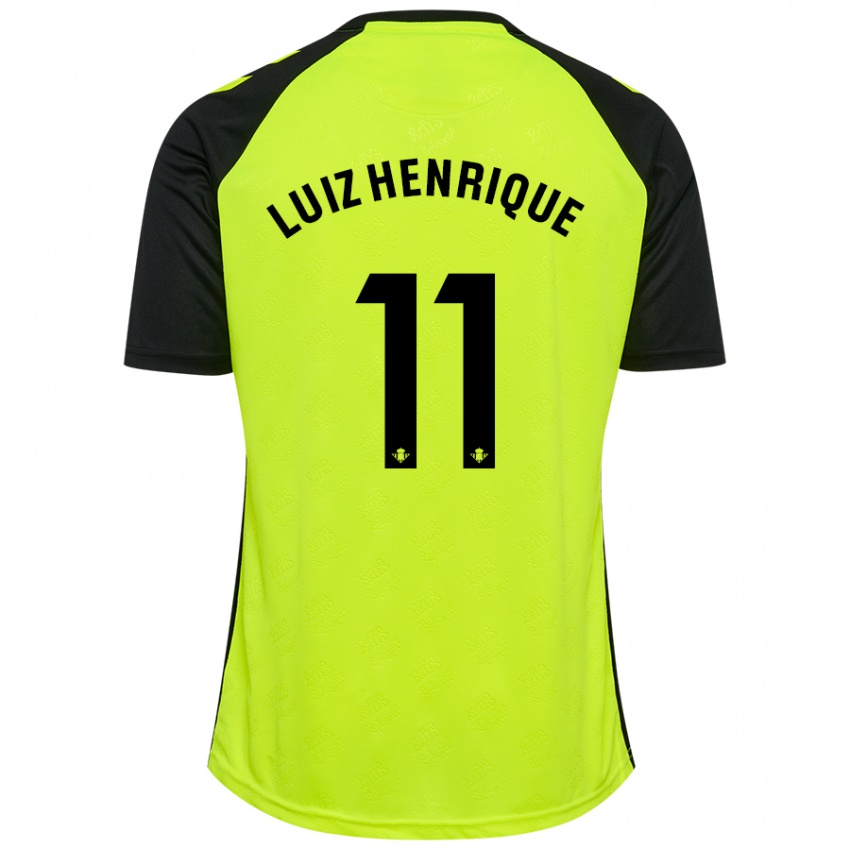 Børn Luiz Henrique #11 Fluorescerende Gul Sort Udebane Spillertrøjer 2024/25 Trøje T-Shirt