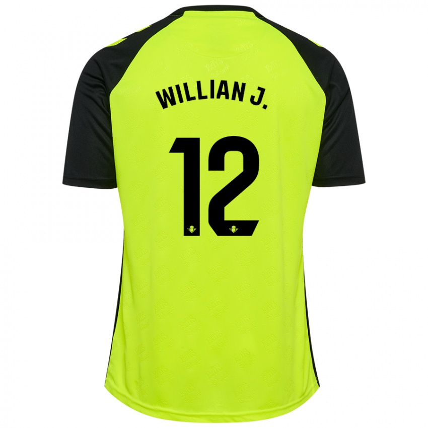 Børn Willian José #12 Fluorescerende Gul Sort Udebane Spillertrøjer 2024/25 Trøje T-Shirt