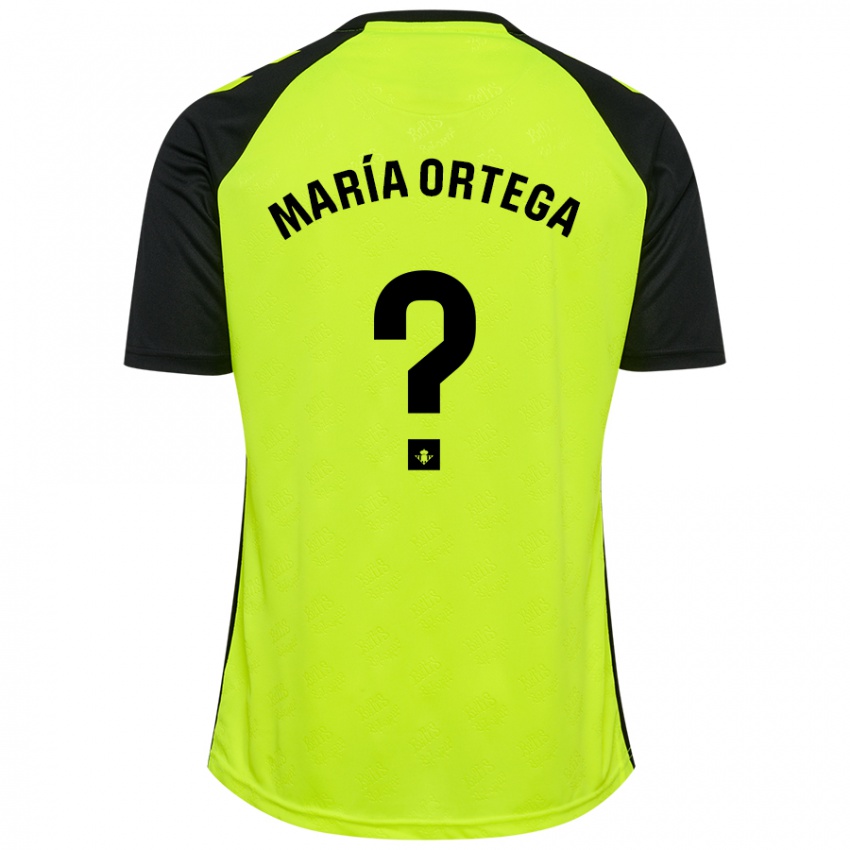 Børn José María Ortega #0 Fluorescerende Gul Sort Udebane Spillertrøjer 2024/25 Trøje T-Shirt