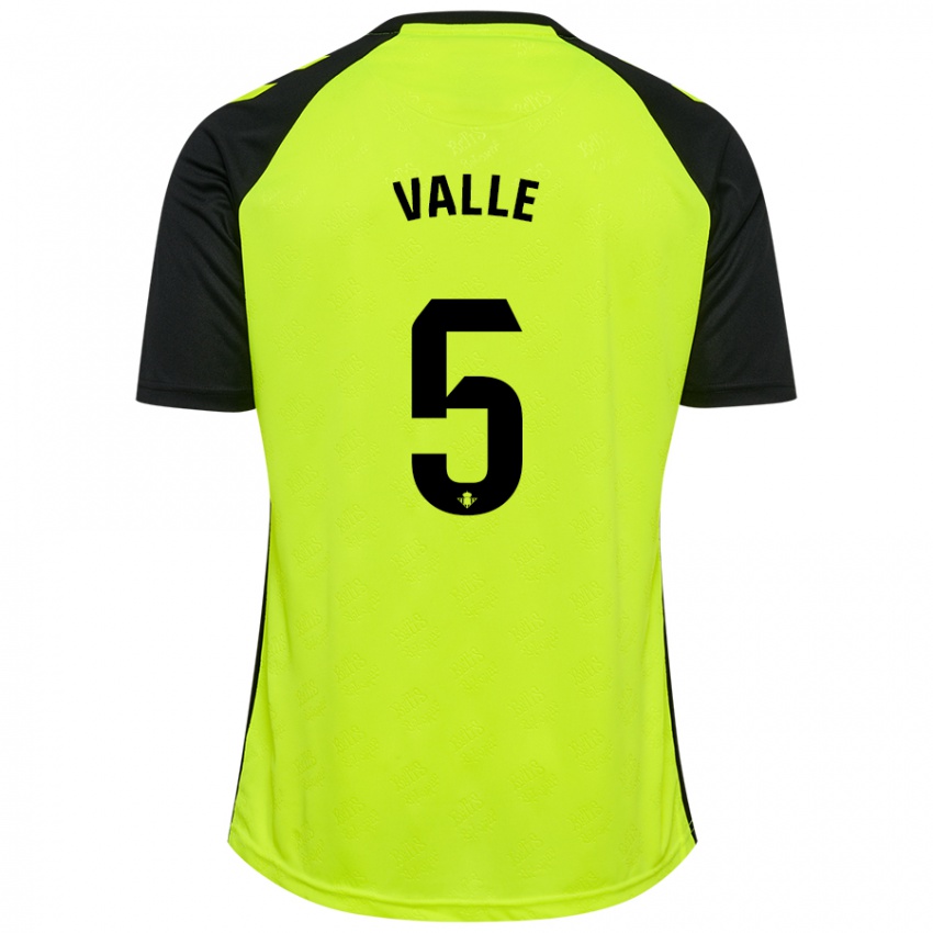 Børn María Valle López #5 Fluorescerende Gul Sort Udebane Spillertrøjer 2024/25 Trøje T-Shirt