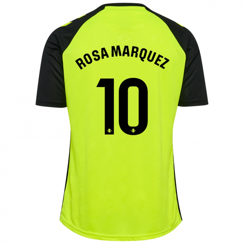 Børn Rosa Márquez Baena #10 Fluorescerende Gul Sort Udebane Spillertrøjer 2024/25 Trøje T-Shirt