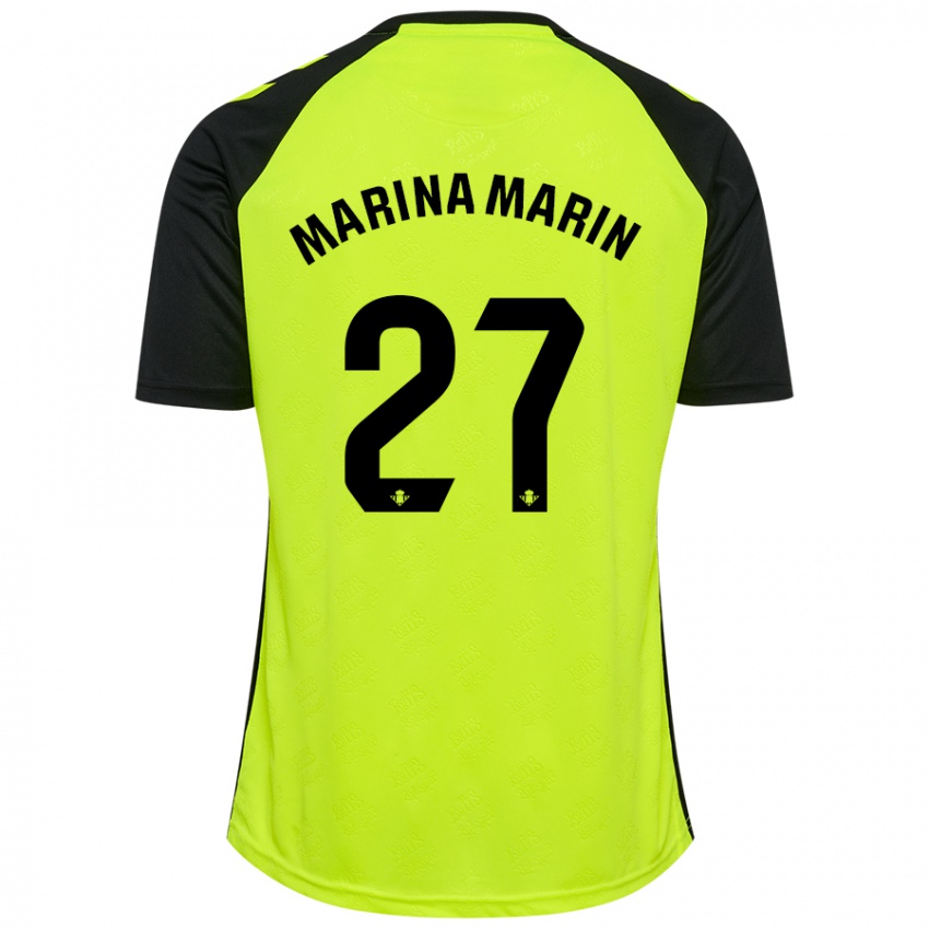 Børn Marina Marín #27 Fluorescerende Gul Sort Udebane Spillertrøjer 2024/25 Trøje T-Shirt