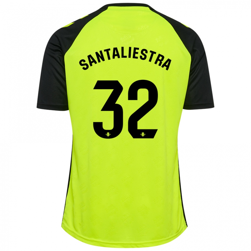 Børn Carla Santaliestra #32 Fluorescerende Gul Sort Udebane Spillertrøjer 2024/25 Trøje T-Shirt