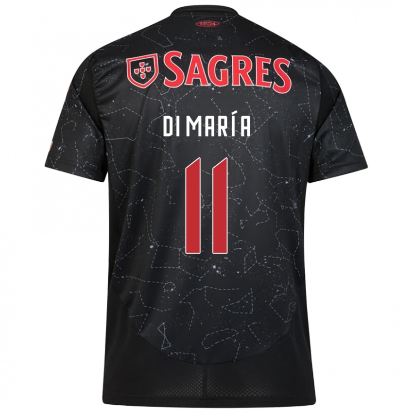 Børn Angel Di Maria #11 Sort Rød Udebane Spillertrøjer 2024/25 Trøje T-Shirt