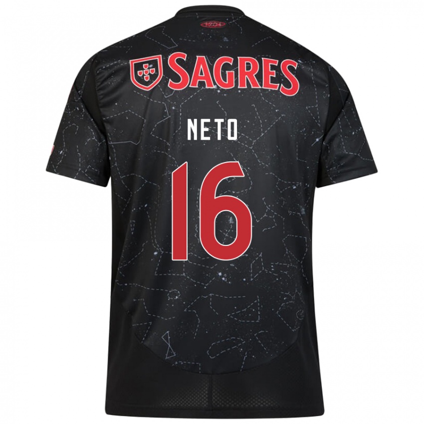 Børn Martim Neto #16 Sort Rød Udebane Spillertrøjer 2024/25 Trøje T-Shirt