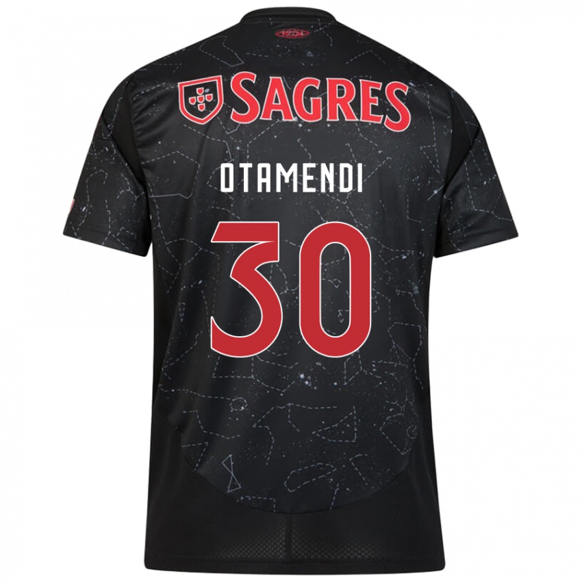 Børn Nicolás Otamendi #30 Sort Rød Udebane Spillertrøjer 2024/25 Trøje T-Shirt