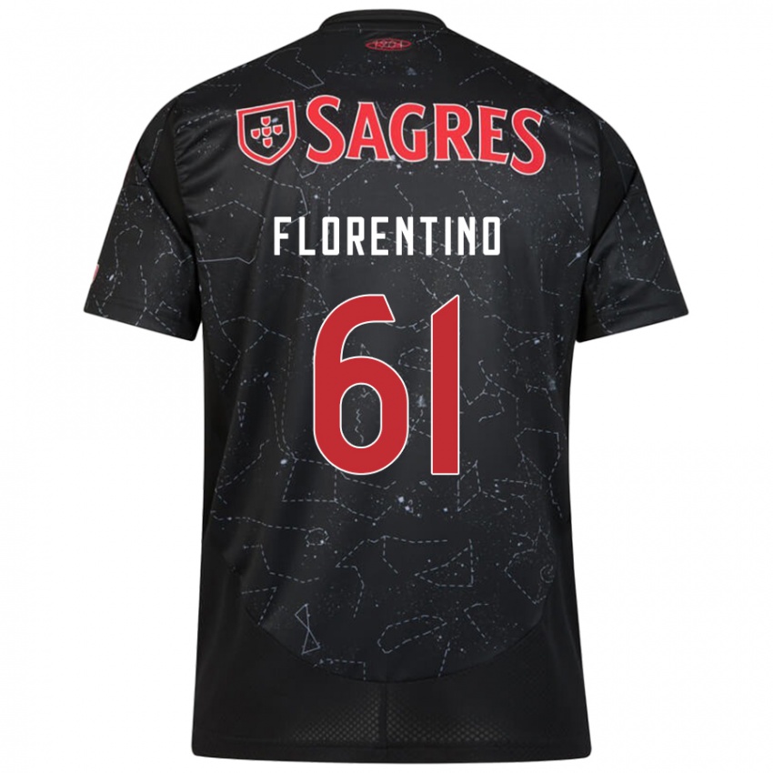 Børn Florentino #61 Sort Rød Udebane Spillertrøjer 2024/25 Trøje T-Shirt