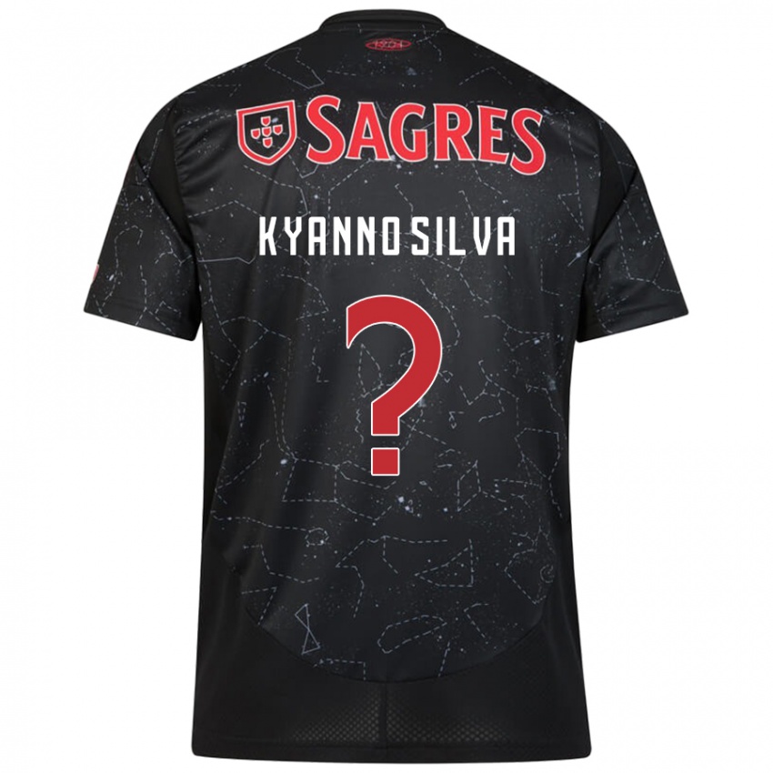 Børn Kyanno Silva #0 Sort Rød Udebane Spillertrøjer 2024/25 Trøje T-Shirt