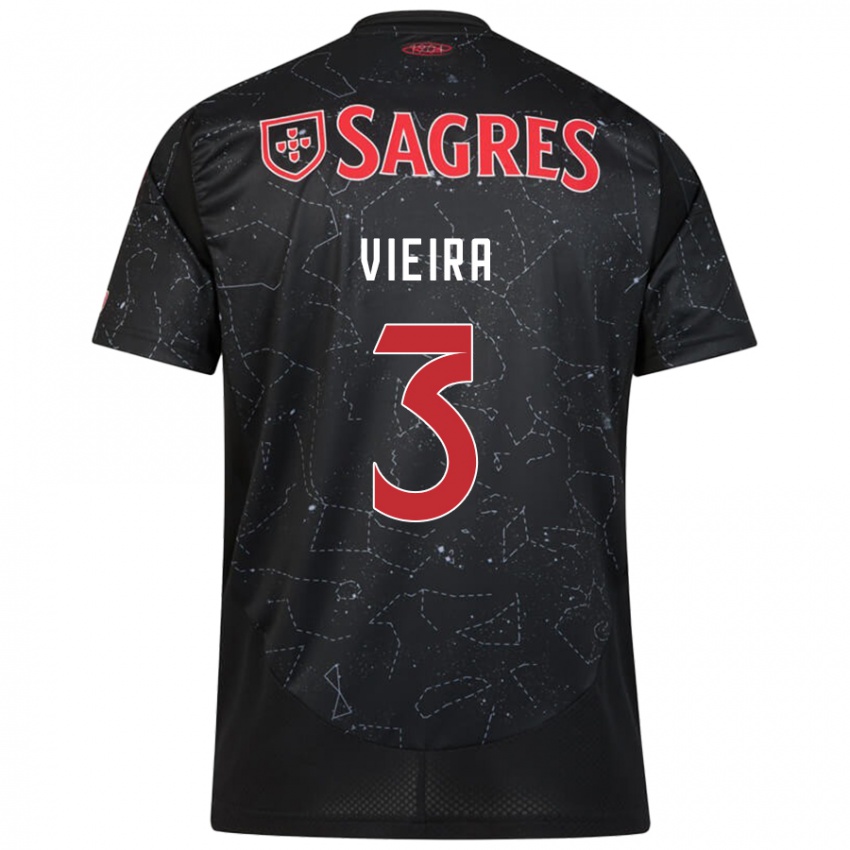 Børn Miguel Vieira #3 Sort Rød Udebane Spillertrøjer 2024/25 Trøje T-Shirt