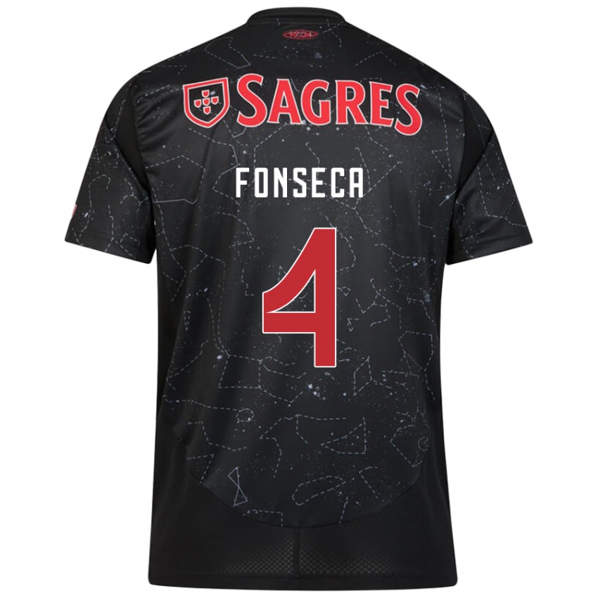 Børn João Fonseca #4 Sort Rød Udebane Spillertrøjer 2024/25 Trøje T-Shirt