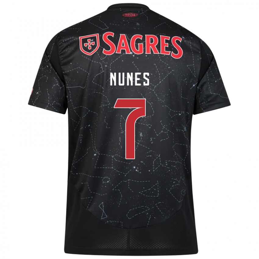 Børn Bernardo Nunes #7 Sort Rød Udebane Spillertrøjer 2024/25 Trøje T-Shirt