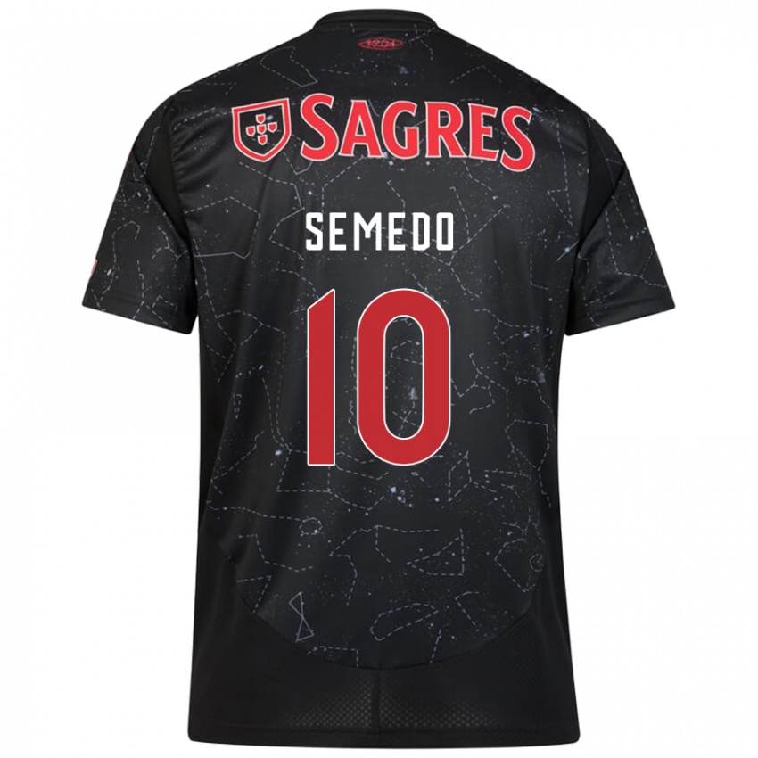 Børn Andreson Semedo #10 Sort Rød Udebane Spillertrøjer 2024/25 Trøje T-Shirt