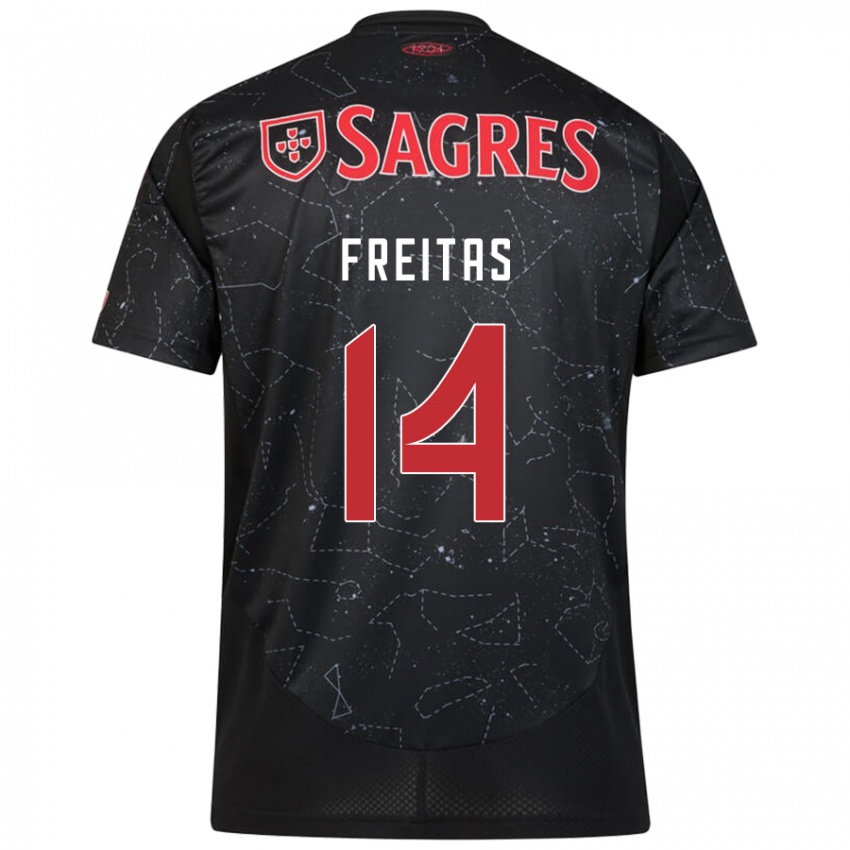 Børn Tiago Freitas #14 Sort Rød Udebane Spillertrøjer 2024/25 Trøje T-Shirt