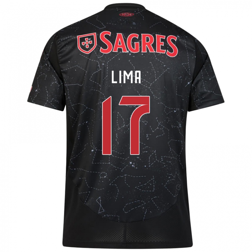 Børn Ivan Lima #17 Sort Rød Udebane Spillertrøjer 2024/25 Trøje T-Shirt