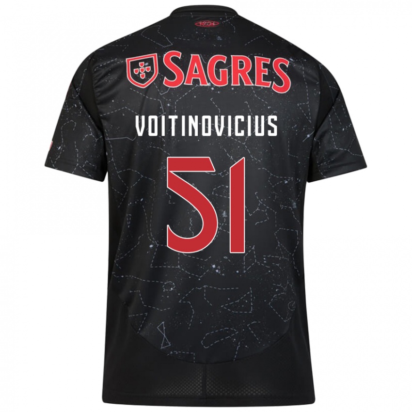 Børn Arnas Voitinovicius #51 Sort Rød Udebane Spillertrøjer 2024/25 Trøje T-Shirt