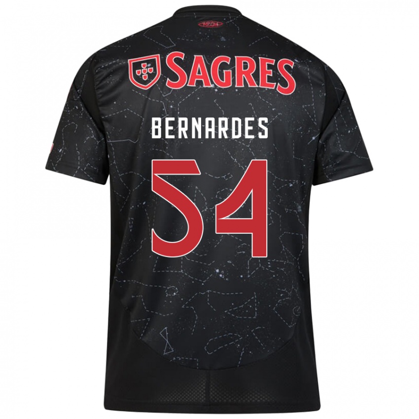 Børn Bernardes #54 Sort Rød Udebane Spillertrøjer 2024/25 Trøje T-Shirt